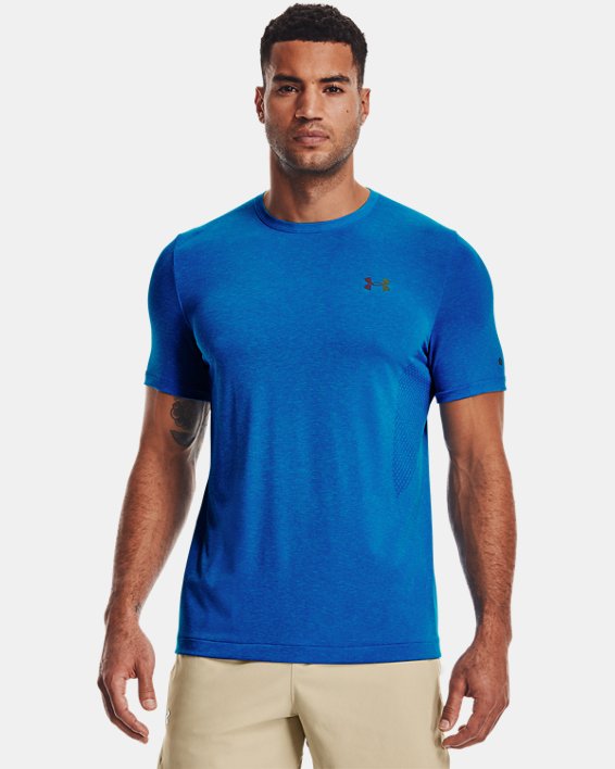 Men's UA RUSH™ Seamless Short Sleeve, Blue, pdpMainDesktop image number 0